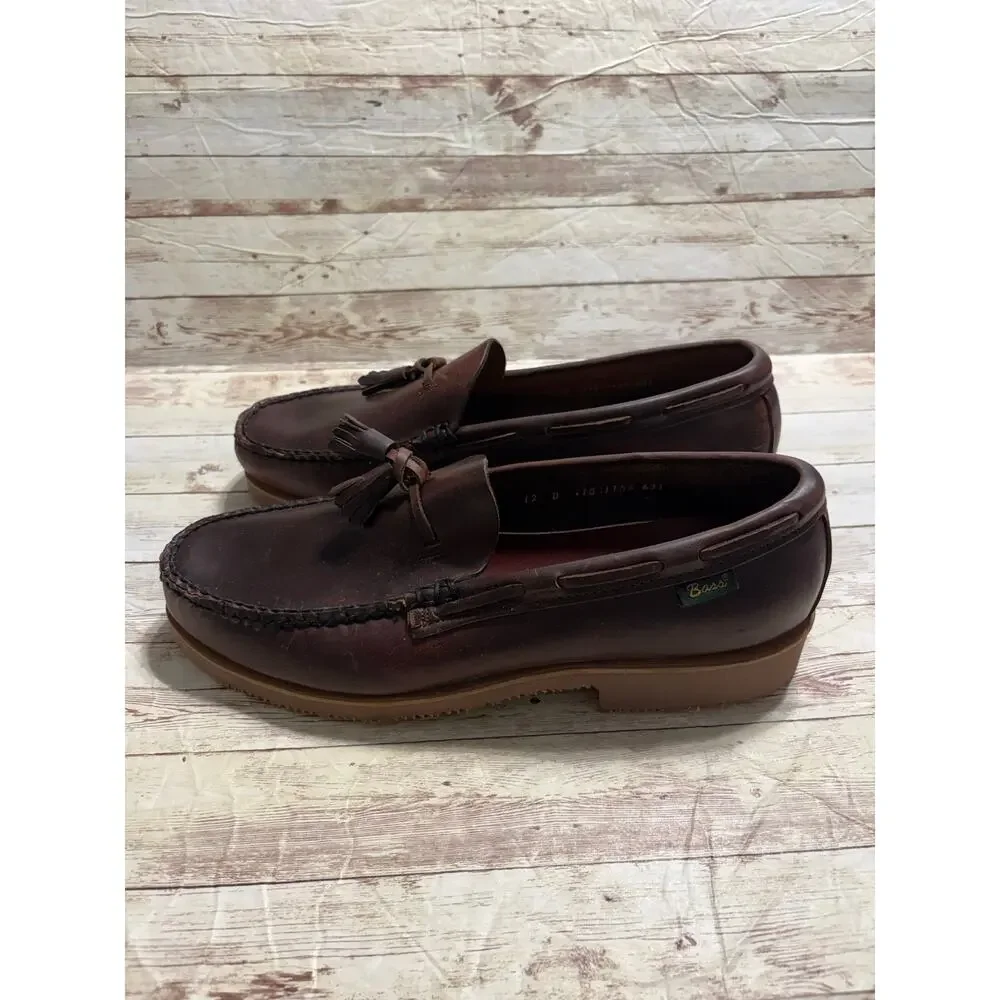 G.H. Bass Weejuns Loafers Men's Size 12 Brown Tassel Slip On Preppy Rubber Sole